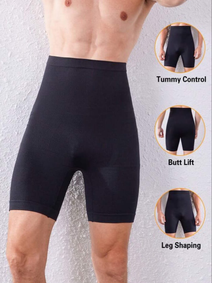 B-FIT Men's Solid High Waist Casual Slimming Bottom Shapewear